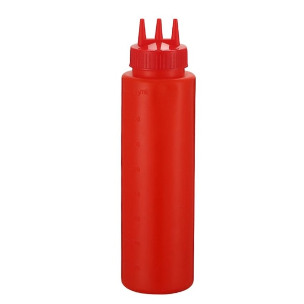 3 Hål Ketchup Pressflaska Plast Senap Mayo Saus Flaska red 24oz