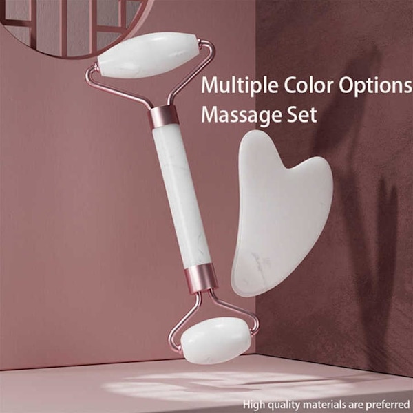 Roller för Ansikte Hals Öga Harts Ansiktsmassage Instrument Hälsovård Scrapi V4E7 White shaped gua sha board 30g