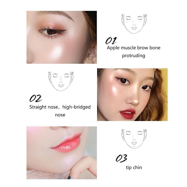HOJO Highlighter Vattentät Glitter Highlighter Highliter Puder Kosmetisk Ansiktsbehandling För V9U8 3 # Confidence Light 10g