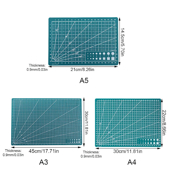 RJSQAQE Självläkande Skärmatta, A3/A4/A5 Roterande Skärmatta Dubbelsidig 5-Lagers Hantverksskärbräda för Tyg Quilting Patchwork Konst Hobby A5 Green 1pc