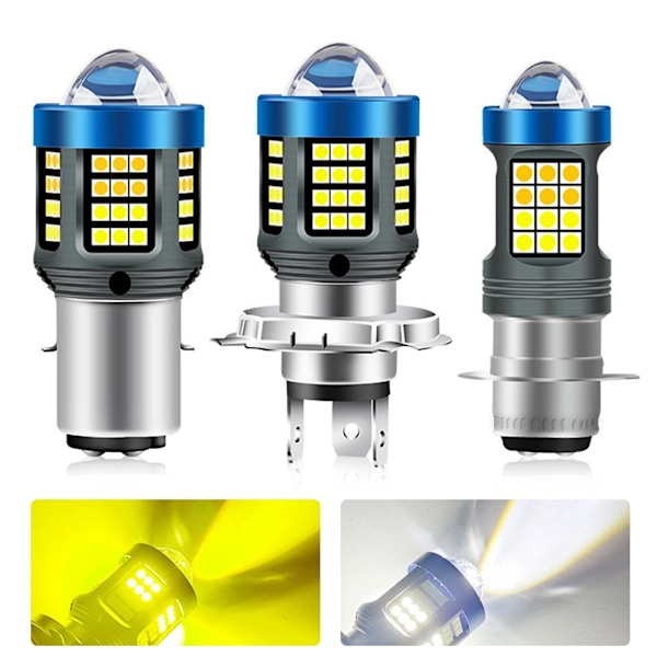 LED Motorcykelstrålkastare H4 BA20D P15D Vit/Gul Ultra Hög Ljusstyrka ◆ C4Y5 White H4 One size