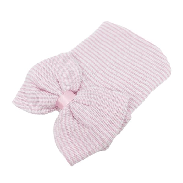 Vår Sommar Stor Rosett Randig Babyhatt Enfärgad Baby Pojkar Flickor Mössa För Nyfödd Turban W0p7 Pink and white stripes One size