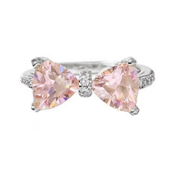 Rosa Kristall Zirkon Rosett Justerbara Ringar Dam Mode Smycken Bröllop C5 T4M4