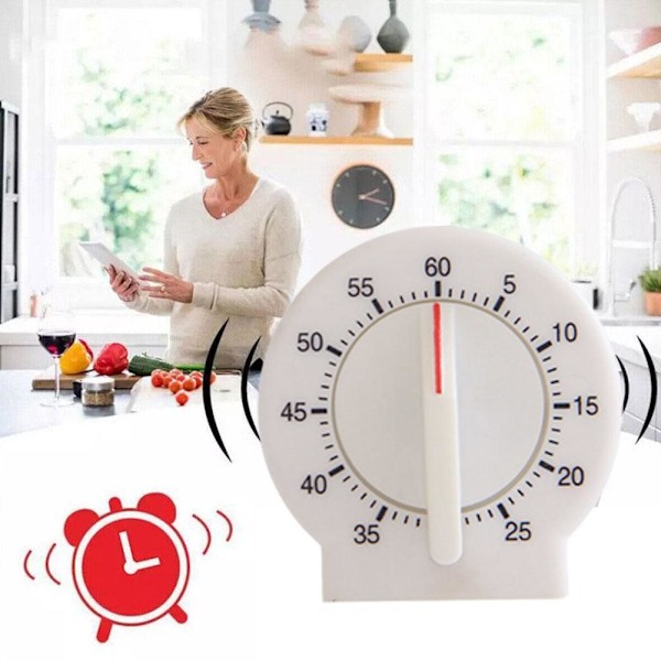Minut Timer Mekanisk Manuell Matlagnings Timer Urverk varm White 1pcs