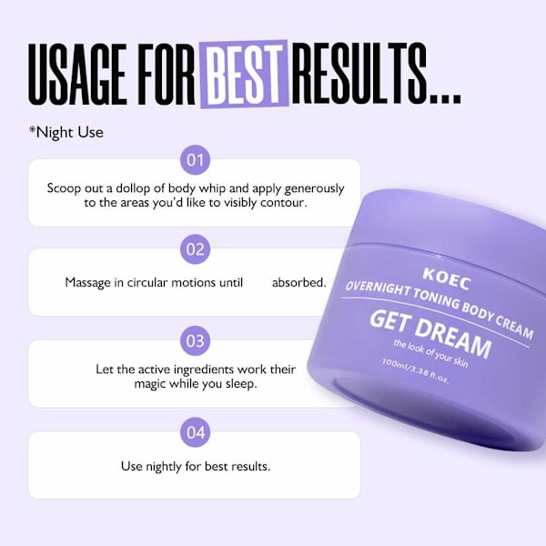 4X KOEC Get-Dreamy Overnight Toning Body Whip 6.8oz / 100 ml