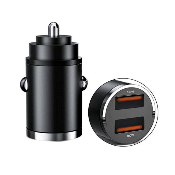 100W USB Telefonladdare Typ C QC3.0 Svart Snabbladdning Bil NY -AU. BlackB 100w+100w