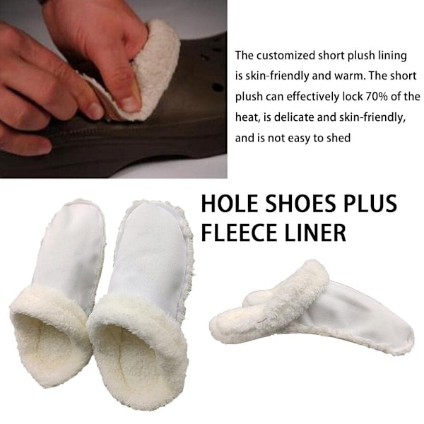 CUIKOSAER Vintertofflor Foder Plysch Päls Tofflor Foder Slip-in, Innersulor för Crocs Tofflor Ersättning, Vit Pälsinsats, Varma Hustomtar Fleece White 35-36