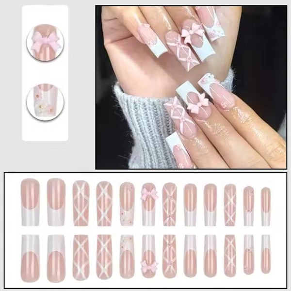 24 st Kistformade Lösnaglar Nagelkonst O9Y7 Q9W1 style3 24pcs