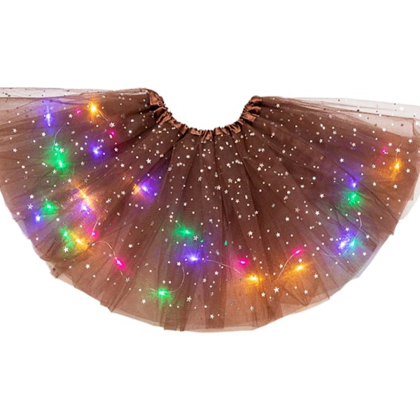 Mode Tutu Kjole Stjärn Paljett Ljusande Kjole Kreativa Ljusremsor Led Kjole B6p9 brown One size