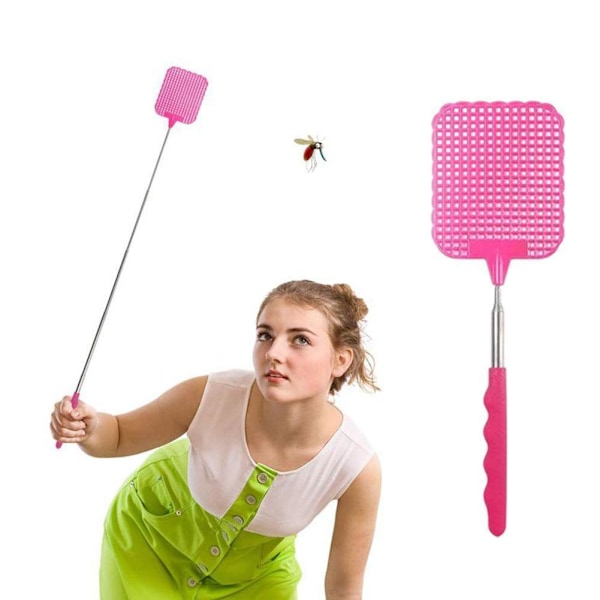 Utdragbar flugsmälla mygga insekt teleskopisk expanderbar insektskontroll Q3U0 HOT pink One-size