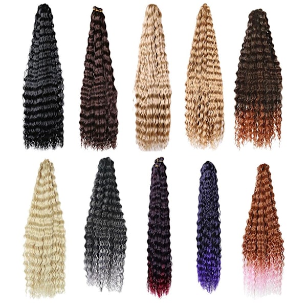 30 tum lång Deep Twist syntetiskt hår Deep Curly Hair Extension. 1B onesize