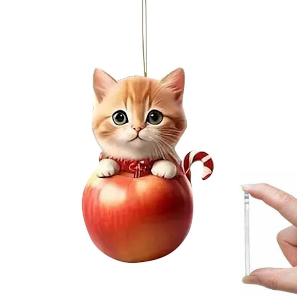 2024 Kattprydnad för Julgran, Julkatt med Tomteluvor Hängande Hänge, Akrylhänge 2D Julkatt Prydnader, Julgran 5 1pcs