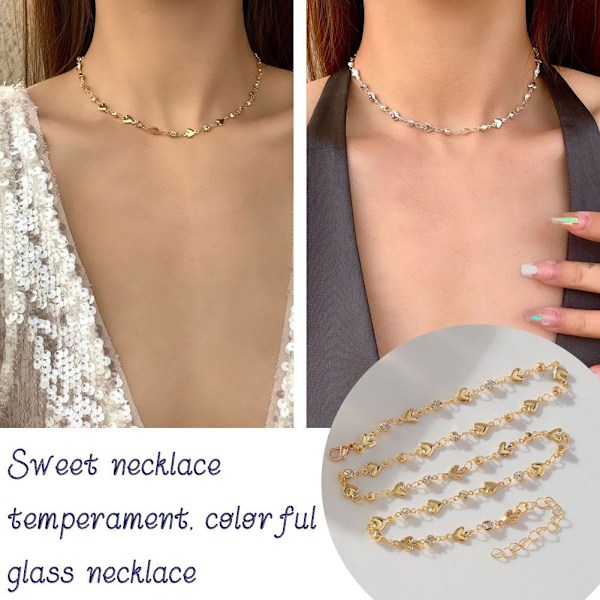Kort Halsband Ins Stil Färgglad Zirkon Semesterstil Choker Enkel Mode Tjejaccessoarer Q0R8 C 1pcs