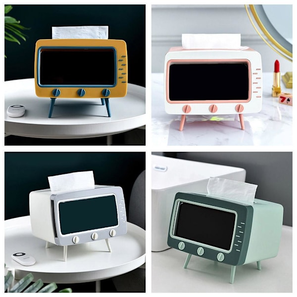 Multifunktionell TV-formad Tissue Box Skrivbords Mobiltelefonhållare Kreativ Telefonhållare Mobil K6w2 green 1set