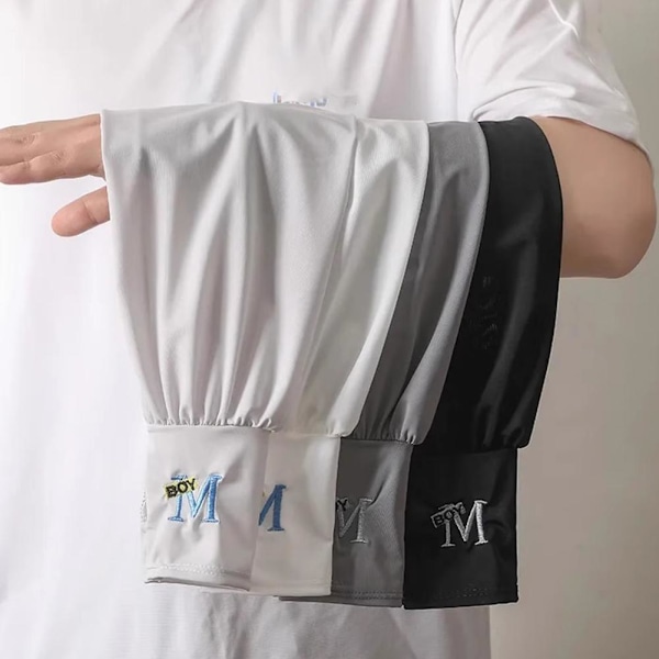 Unisex Långa Halvfingerhandskar Armskydd Sol UV-skydd Arm Ice Cover` A9R9  gray2 48*11cm