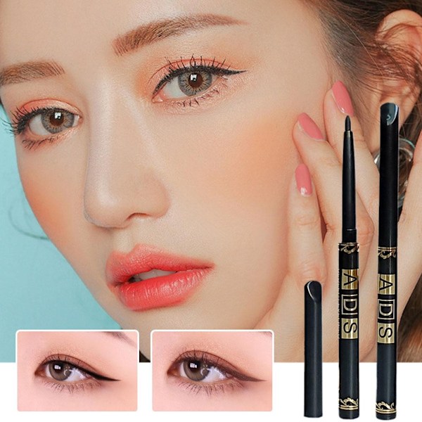 Automatisk Infällbar Roterande Eyeliner Penna Vattentät och Svettsäker Svart Kaffe Färg Eyeliner Långvarig Kladdfri Kosmetika Coffee color 1pc