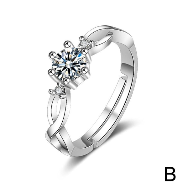 Parringar Kristall Par Bröllop Justerbara Ringar Smycken✨4 Z5M2 A One size