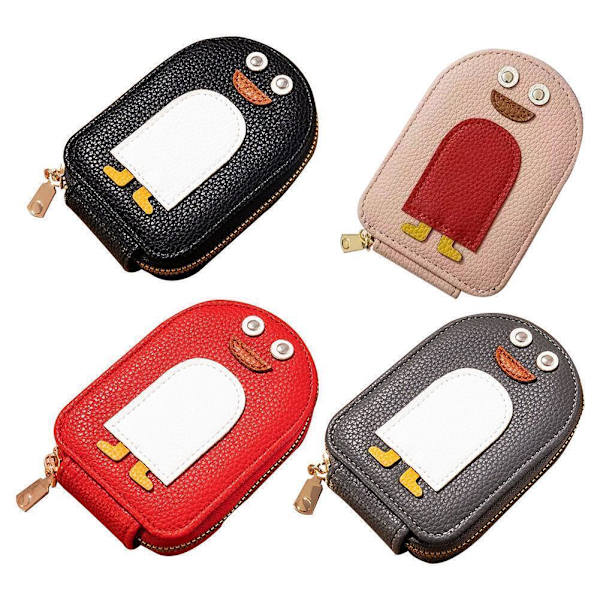 1X Tecknad Pingvin Visitkortshållare PU Myntbörs P1F7 2024 Söt Plånbok S8H6 red ONE-SIZE