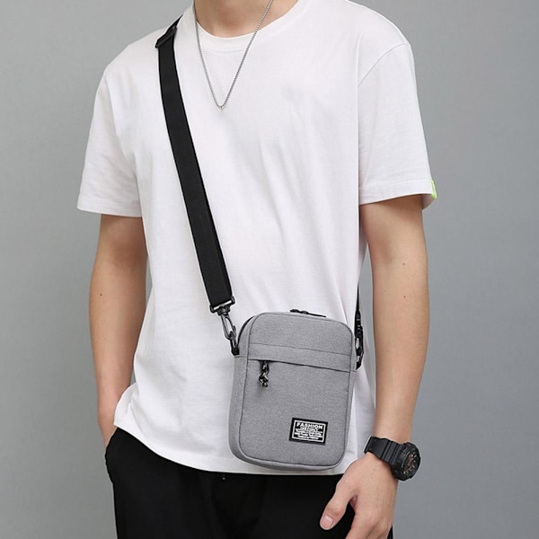 Axelväska för män Oxfordtyg Casual Liten Fyrkantig Väska Crossbody Messenger Bag Gray One size
