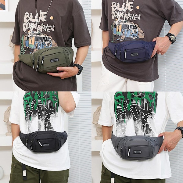 Multifunktionell Justerbar Midjeväska i Nylon Sling Bröstväska Axelväska P4R9 Green One size