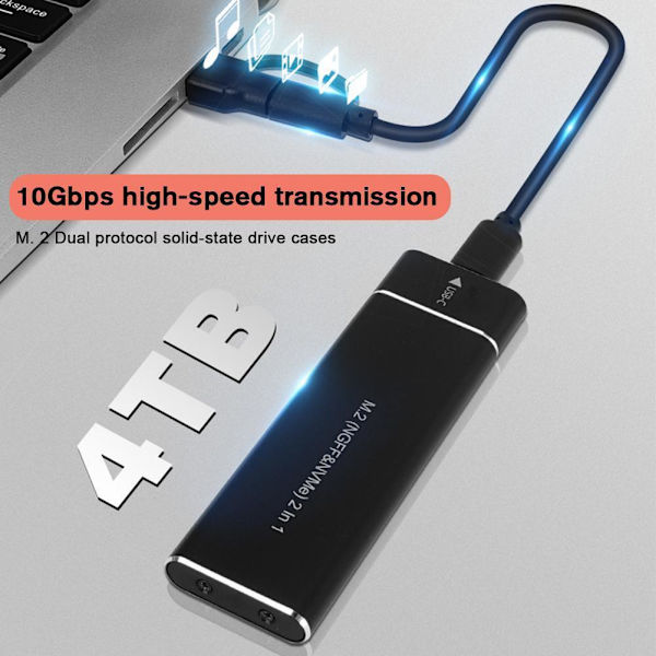 M.2 NVMe SSD-kapsling USB 3.1 Gen 2 till NVMe PCI-E M.2 Drive SSD Hårddisk Ny sliver NGFF