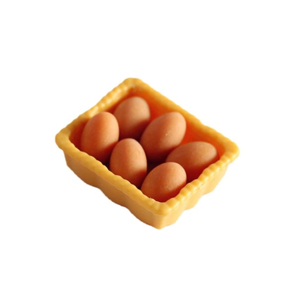 1x Ägg med bricka Dockhus Miniatyr 1:12 Köksmat Ingrediens C one-size