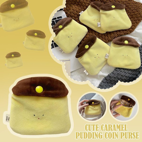 Söt Karamellpudding Myntväska Plysch Mini Korthållare Tecknad Förvaringsväska H3K5
