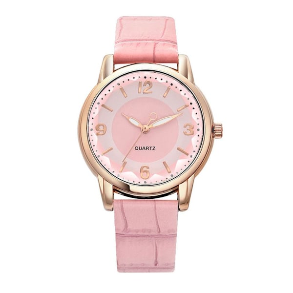 Nytt Mode Casual Dam Quartz Klocka PU Läder Färg Armband Flicka Urtavla Klocka Studentpresenter O0X5 Pink One size