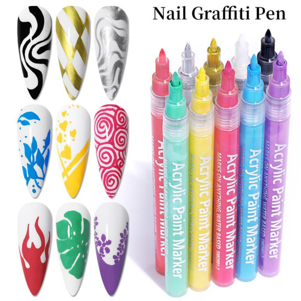 Nail Art Graffiti Pennor Vattentät målning Ritning Liner Brush M Transparent One-size