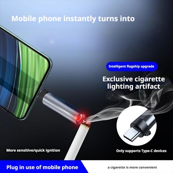 Elektrisk tändare - USB C tändare, flamlös vindtät, present till män A R9G7