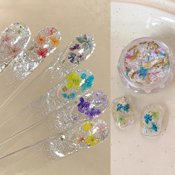 Nagelkonst Tillbehör Netto Röd Sommar Färg Blommor Opal Pulver Nagel Tillbehör Paket Konst H4v0 LP-348 1pcs