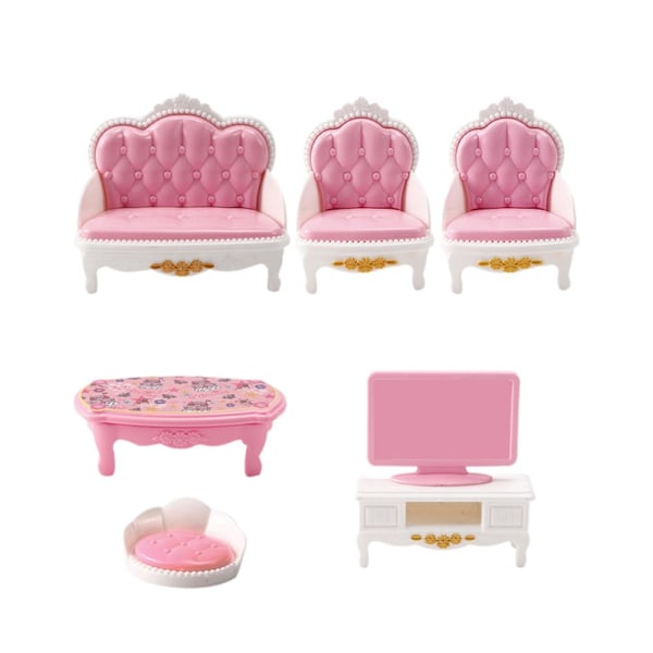 DIY Pussel Dockhus Rum Sovrum Kök Låtsaslek Hus Sött Badrum Docka Vardagsrum M6l6 Living Room 1set