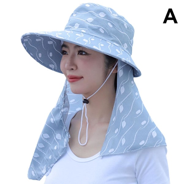 Solhatt UV Solskydd Hatt Trädgård Avtagbar Nacke Ansikte Flik Hatt Keps Ny Q6  blue 1pcs