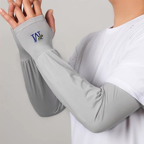Unisex Långa Halvfingerhandskar Armskydd Sol UV-skydd Arm Ice Cover` A9R9  gray 48*11cm