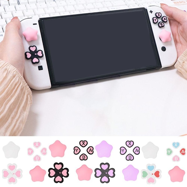1 set med stjärn- och hjärtknapp-dekaler för Switch 2 D9U7 Colorful 1set