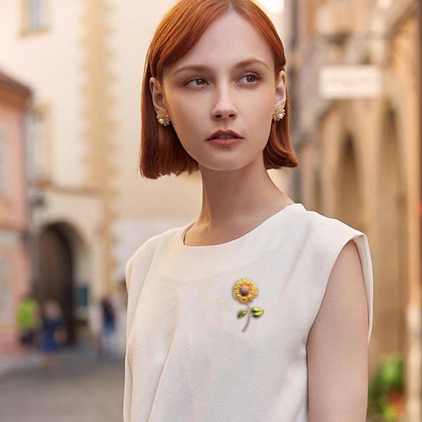 Blombrosch för Kvinnor Flickor Blomma Strass Brosch Pläterad Q8V8 Guld H0O4