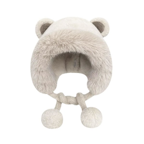 Söt Tvättbjörn Plysch Björn Mössa Dam Vinter Varm Hink Fluffig Mjuk Mössa Öronskydd Mössa A2C3 beige One size