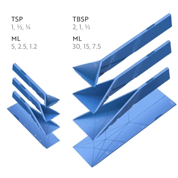 POLYGONS FLAT 3-i-1 MÄTSKEDAR Olika Storlekar Sked Multifunktionell^ Red L