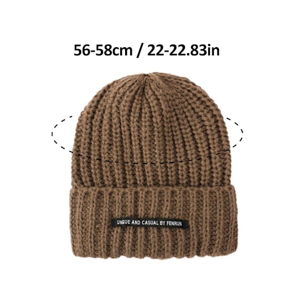 Stickad Ullmössa Trendig Och Mångsidig Stor Huvud Ull Varm Omkrets Kall Mössa Stickad L2A7 khaki One size