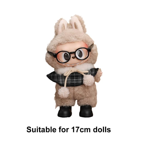 【Endast Kläder】17cm Labubu Kläder V1/v2 Sittande Party Set Dockkläder Klänning Vinyl Kostym Up I8n7 Winter Mocha 1pcs