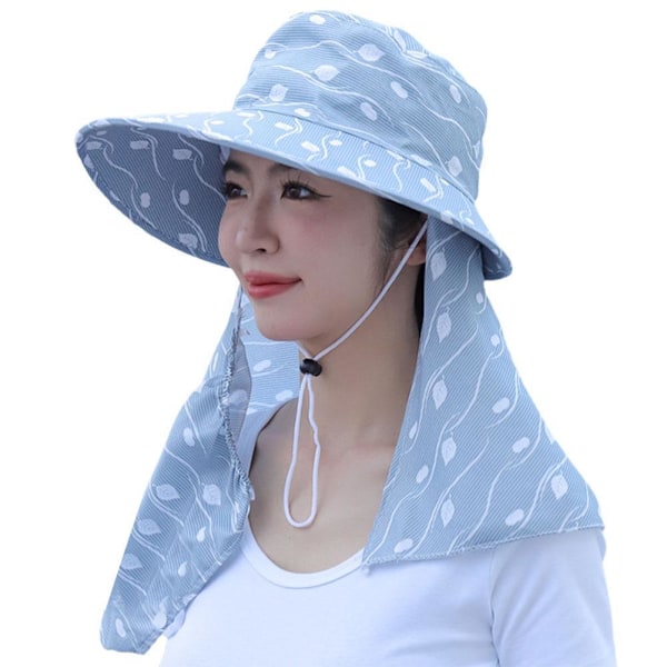Solhatt UV Solskydd Hatt Trädgård Avtagbar Nacke Ansikte Flik Hatt Keps Ny Q6  blue 1pcs