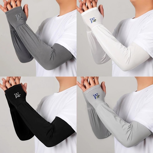Unisex Långa Halvfingerhandskar Armskydd Sol UV-skydd Arm Ice Cover` A9R9  gray2 48*11cm