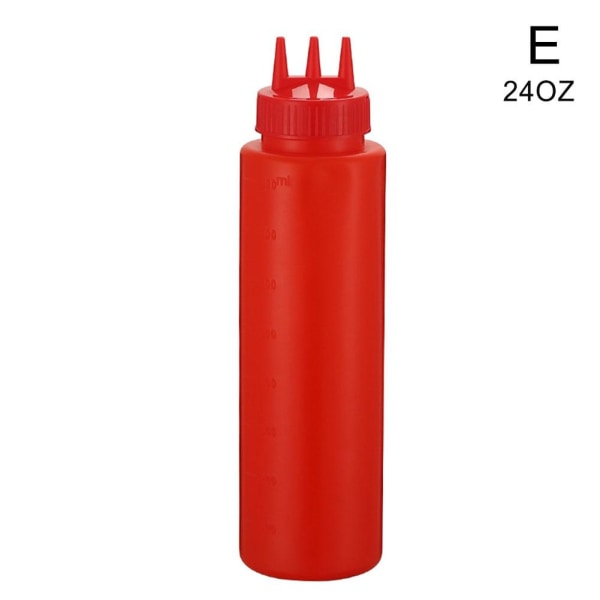 3 Hål Ketchup Pressflaska Plast Senap Mayo Saus Flaska red 24oz