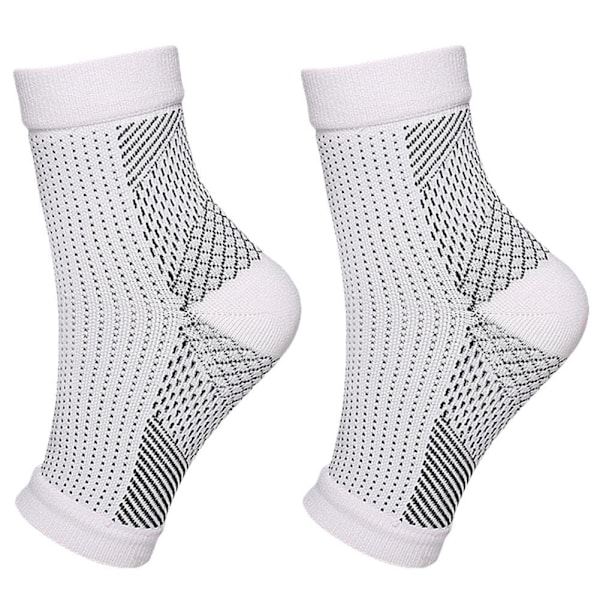 Kompressionsstrumpor Ankelkompressionsärmar Stöd för fotvalv Neuropati Lindrande Strumpor C1 White L/XL