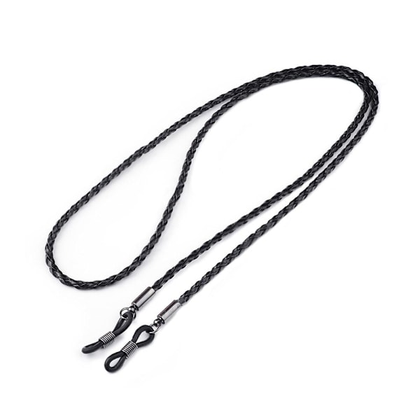 Retro Vävd Glasögonrem Anti-tappad Sport Glasögon Anti-halk Twist Vävd PU Läderkedja O0r5 black one-size