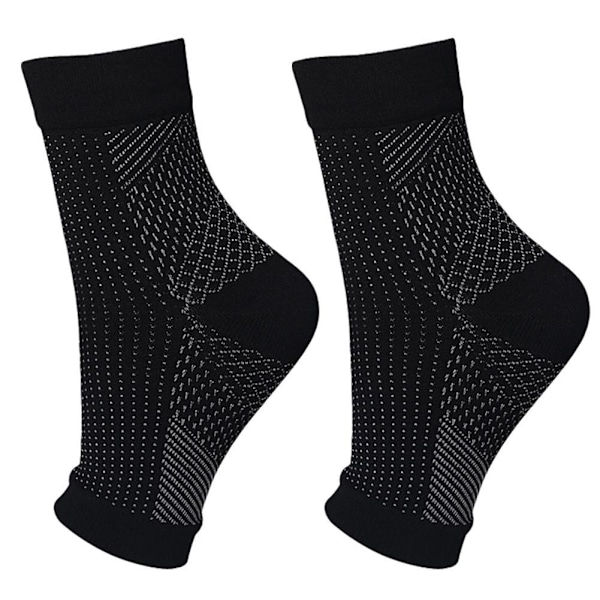 Kompressionsstrumpor Ankelkompressionsärmar Stöd för fotvalv Neuropati Lindrande Strumpor C1 Black L/XL