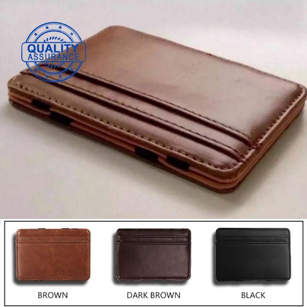 【Lägsta Pris】Koreansk Stil PU Läder Magisk Plånbok Korthållare Färg Mynt Dragkedja Neutral N7S5 brown One-size
