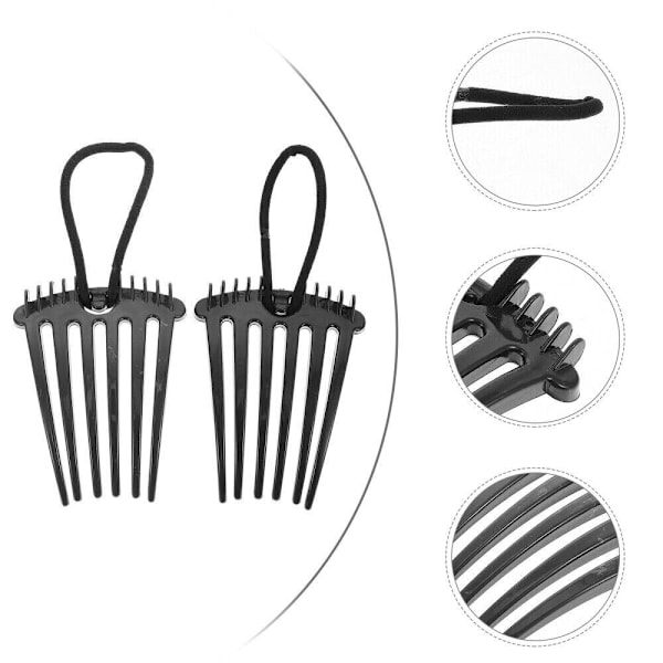 Bandette Kam, Bandette Kam med Elastiskt Band, Hästsvans UP K9B2 Bump it M2M0 blackA one-size 2pcs