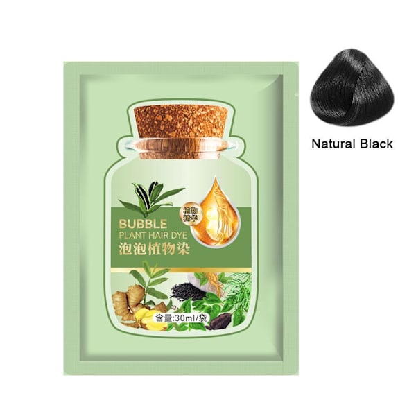 30ml Naturlig Växtbaserad Hårfärg 'Rent Växtextrakt För Grått Hår Bubbelfärg~ Black 30ml