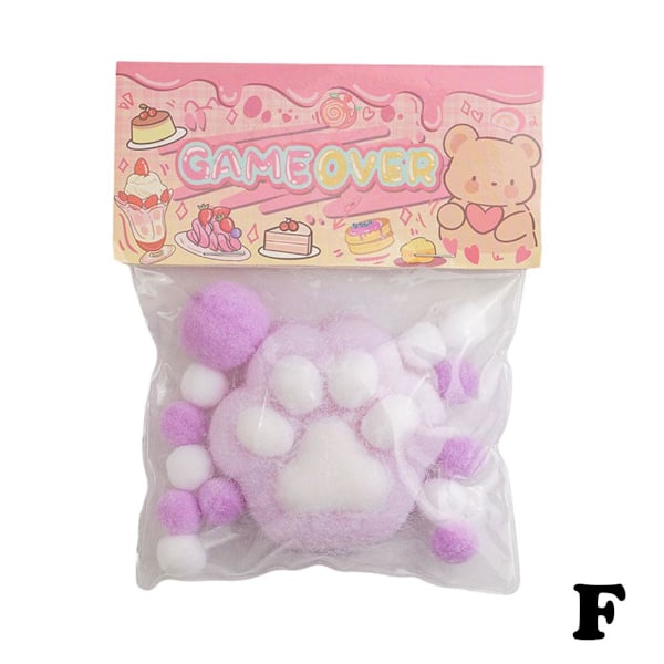 Supermjuk Kattfot Dekompressionsleksak Stor Silikon Flockad Katt  purple onesize